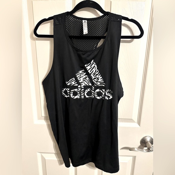 adidas Tops - Adidas Zebra Print Logo Dri Fit Racerback Tank Top, Black & White, Size XL